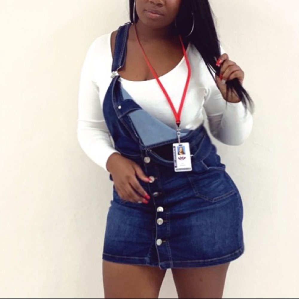 Denim overall skirt